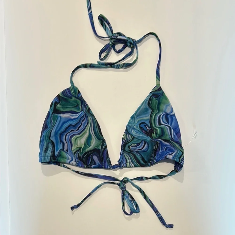 Shop17 color swirl bikini swim top size small blue